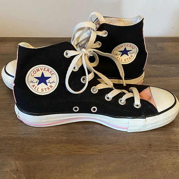 girls black high top converse